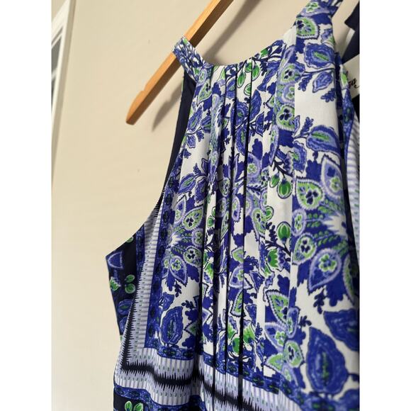 NWT ELIZA J SCARF PRINT MAXI DRESS GOWN HALTER FLORAL BLUE GREEN SZ 6 - Picture 9 of 16